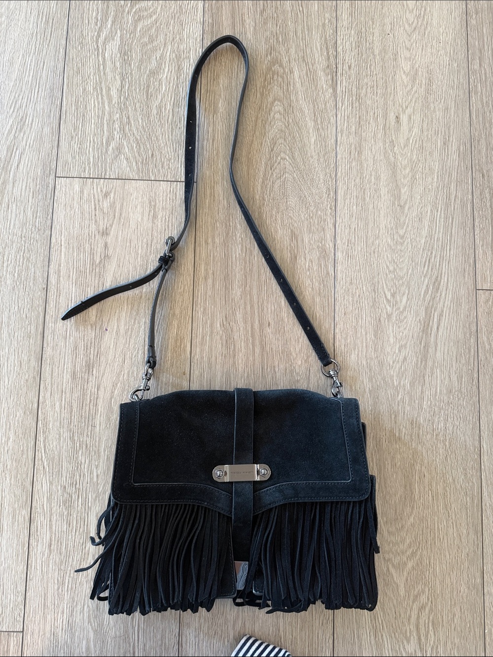 Rebecca Minkoff Black Suede Fringe Shoulder Bag Women - Picture 6 of 16